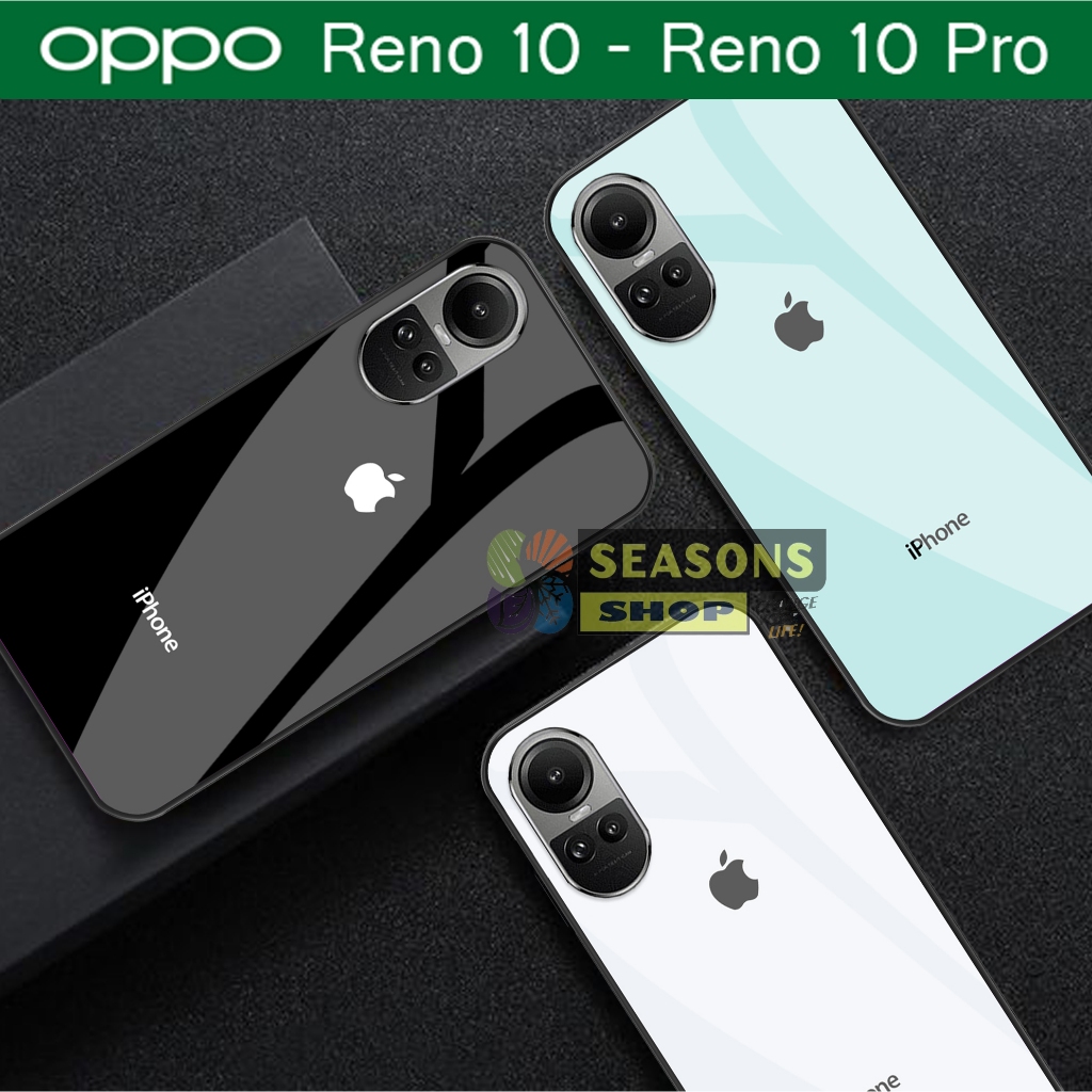 Softcase Kaca Oppo Reno 10 2023 Terbaru dan Reno 10 Pro 2023 Terbaru Motif Logo Iphone [01]
