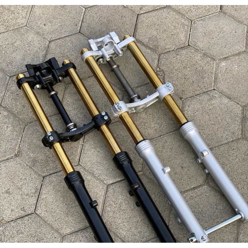 Skok depan ninja RR as gold bottom hitam & silver