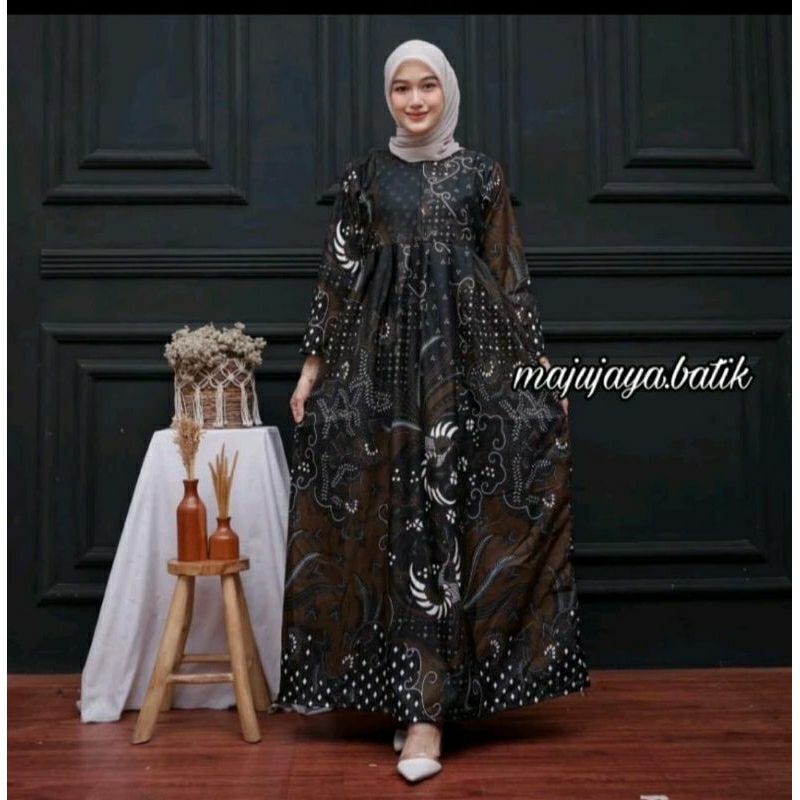 Gamis batik lemah teles LD100 LD110 LD120 LD130 Baju wanita muslimah busui jumbo