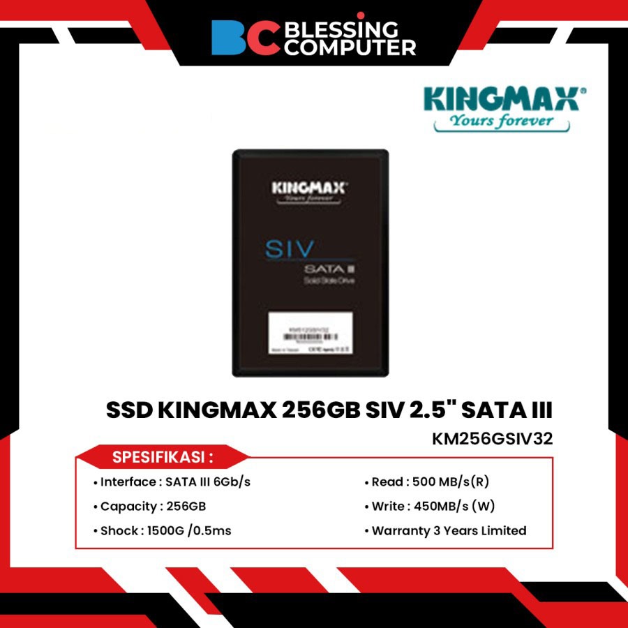 SSD KINGMAX 256GB SIV 2.5" SATA III KM256GSIV32