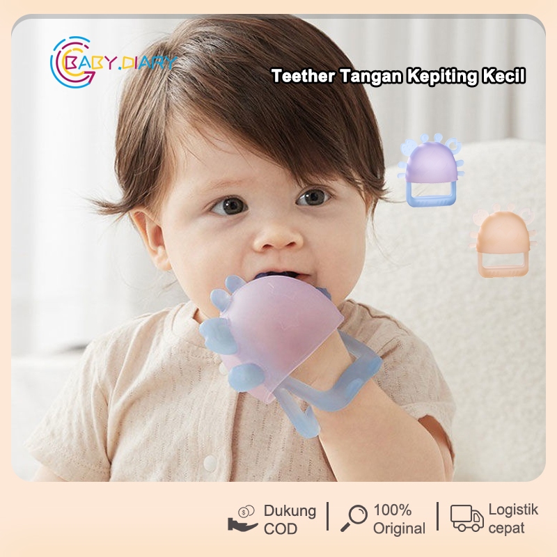Teether Pelindung Tangan Kepiting Kecil / Silikon Bayi Anti