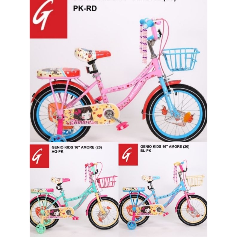 sepeda mini anak perempuan 16 inch 18 inch 12 inch iris  aretha amore genio