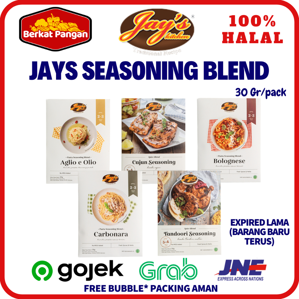 

Jay's Seasoning Blend 30gr / Aglio olio / Carbonara / Cajun / Bolognese / Tondoori / Jays