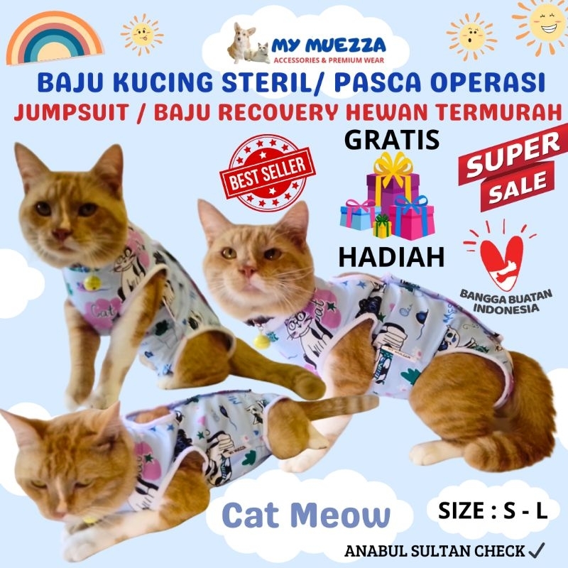 BAJU STERIL KUCING MURAH - BAJU PASCA STERIL OPERASI KUCING MURAH - MY MUEZZA