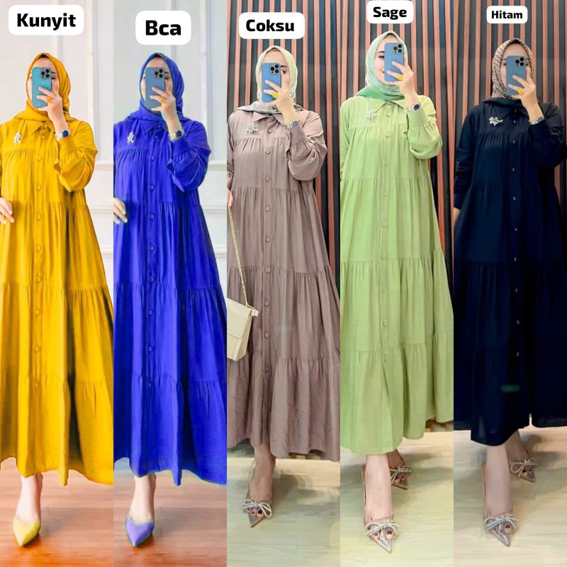 GAMIS SUSUN KANCING/GAMIS RAYON KANCING/GAMIS POLOS SUSUN