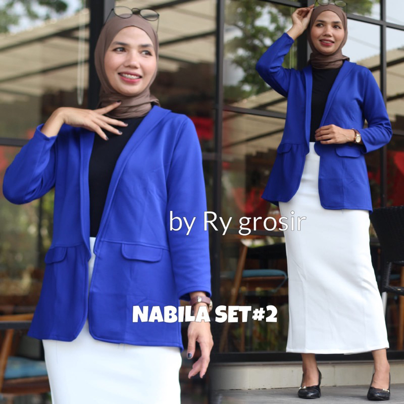 Setelan Blazer Tunik Rok Span Scuba Terbaru