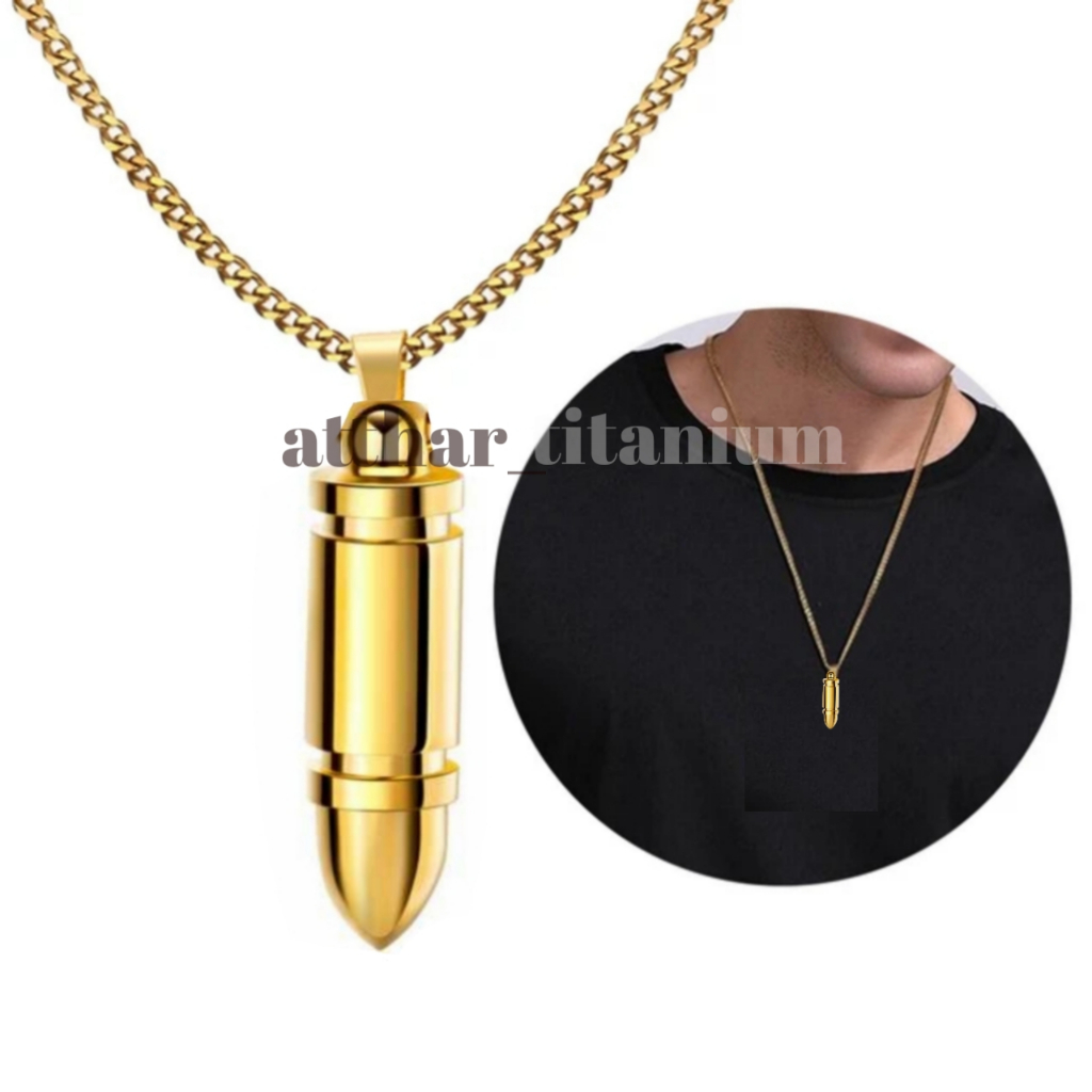Kalung Bandul Peluru Asesories Fashion Pria Wanita