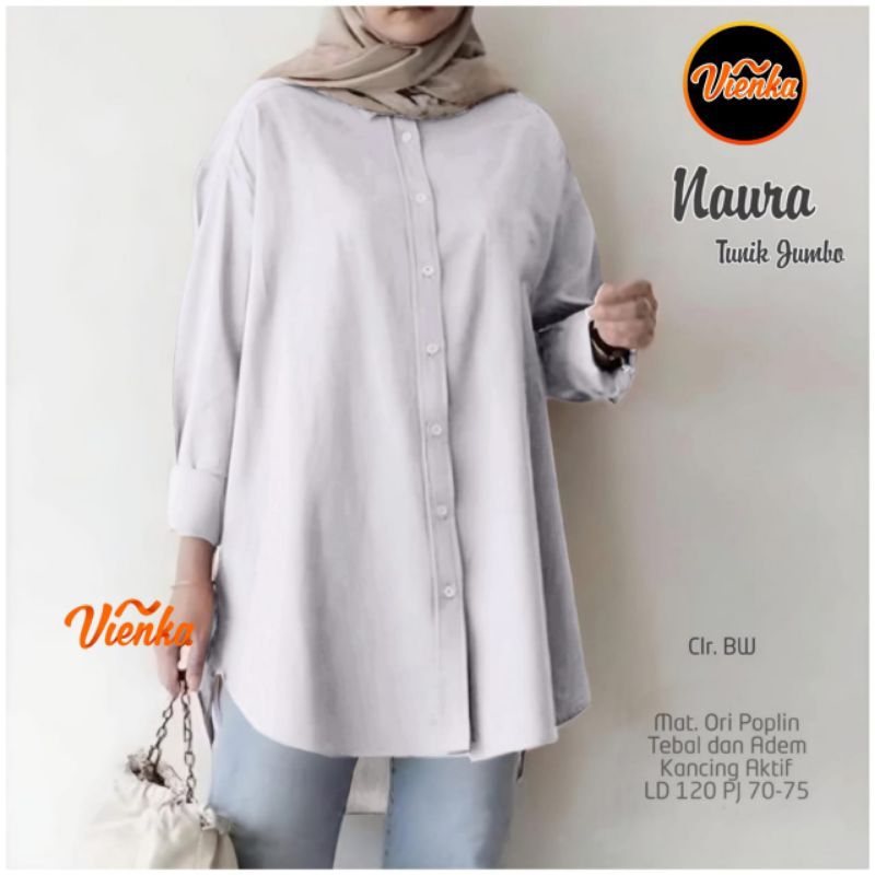 Naura Tunik Jumbo Ori By Vienka Atasan Kemeja Wanita Polos Jumbo Ld 120 [ READY COD ]