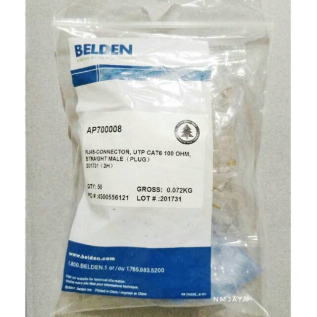 Konektor RJ 45 Original Belden Connector RJ45 Cat5E Eceran