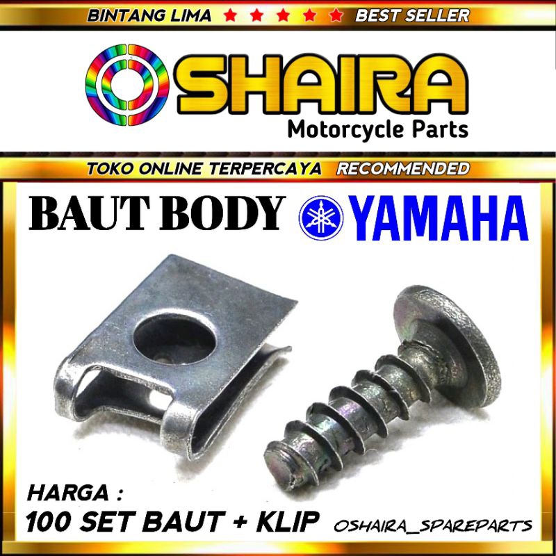 ISI 100 SET BAUT + CLIP/BAUT BODY MOTOR/BAUT BATOK/BAUT KLIP YAMAHA BEBEK/MATIC  BAUT BODY MOTOR BAU