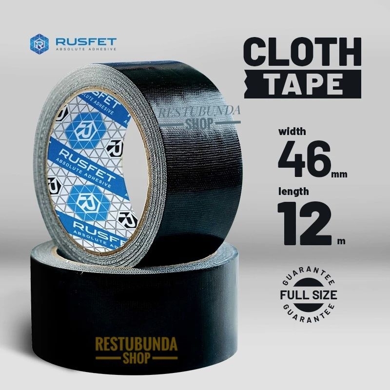 LAKBAN KAIN PREMIUM / CLOTH TAPE RUSFET WARNA HITAM