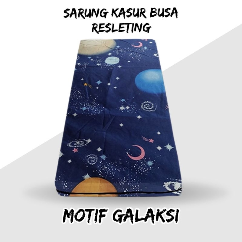 Sarung Kasur Busa Big Foam No.1/2/3/4 Resleting Motif Galaksi/Planet Bahan Katun