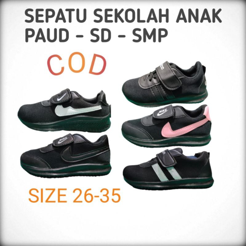 SEPATU SEKOLAH ANAK PAUD SD SMP VELCRO | STRAP PEREKAT