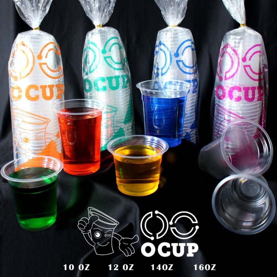 Gelas Cup Plastik 10oz 12oz 14oz 16oz (50 Pcs) - merek Oc cup Cocok untuk Minuman - Tea ThaiTea Juic