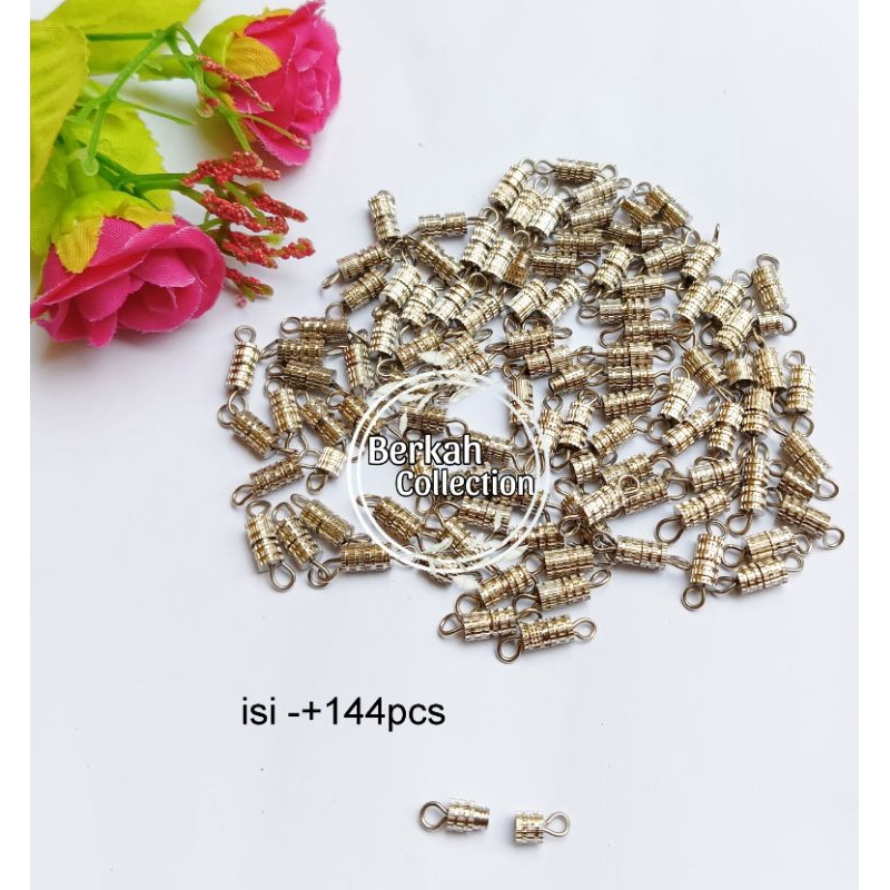 [isi 144pcs]kait putar / kokot ulir kalung gelang nikel