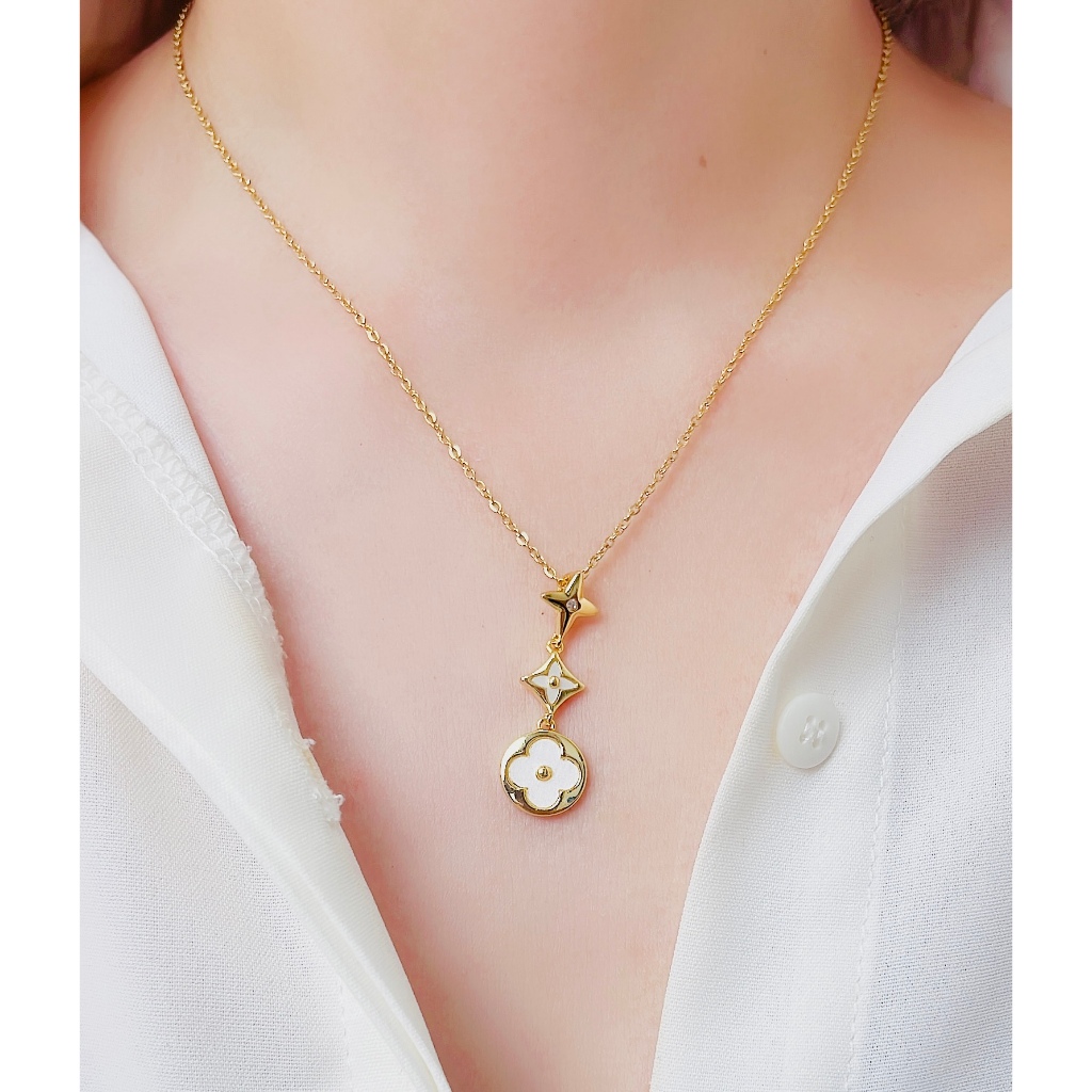 Meimai.Co Kalung Liontin Flowers Stars Gold -K11- Kalung Wanita Bunga Bintang Titanium