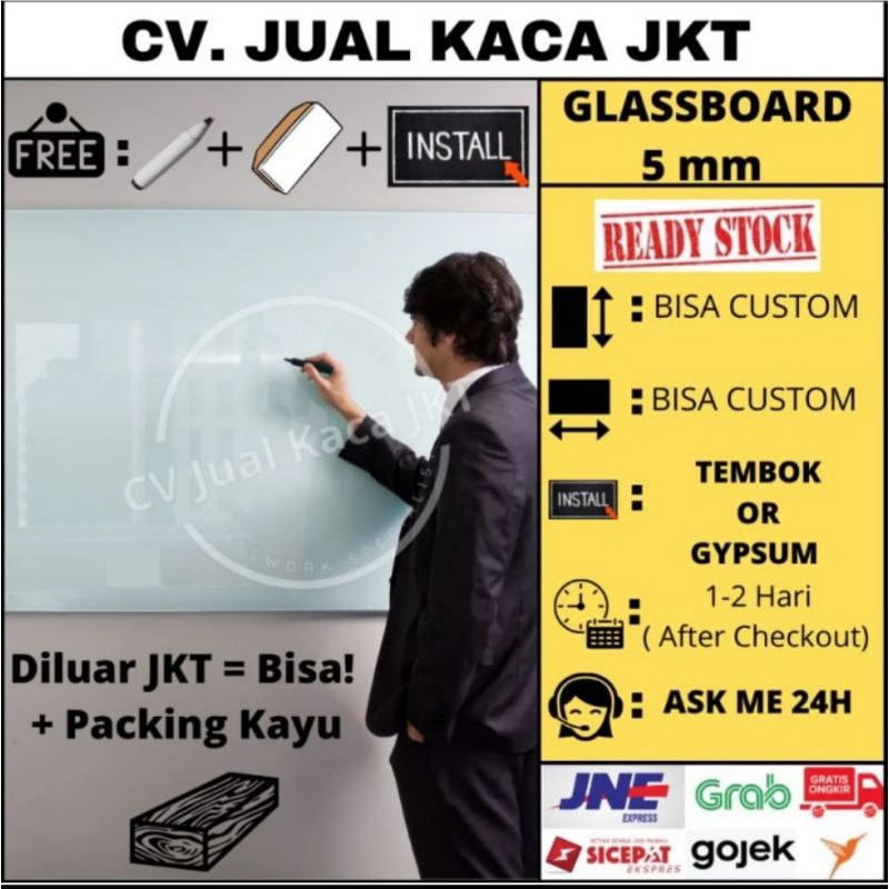 

Glassboard 120x250 - Papan Tulis Kaca 120x250 - Glass Board Termurah