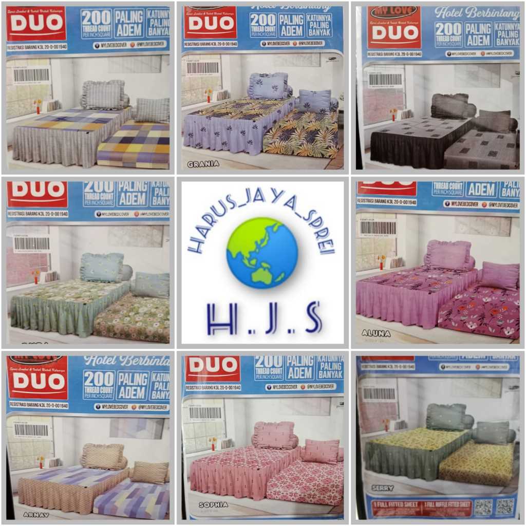 Sprei Duo / Sorong 2 IN 1 All New My Love Uk 120x200 Tinggi 30cm Motif Dewasa dan Karakter Anak