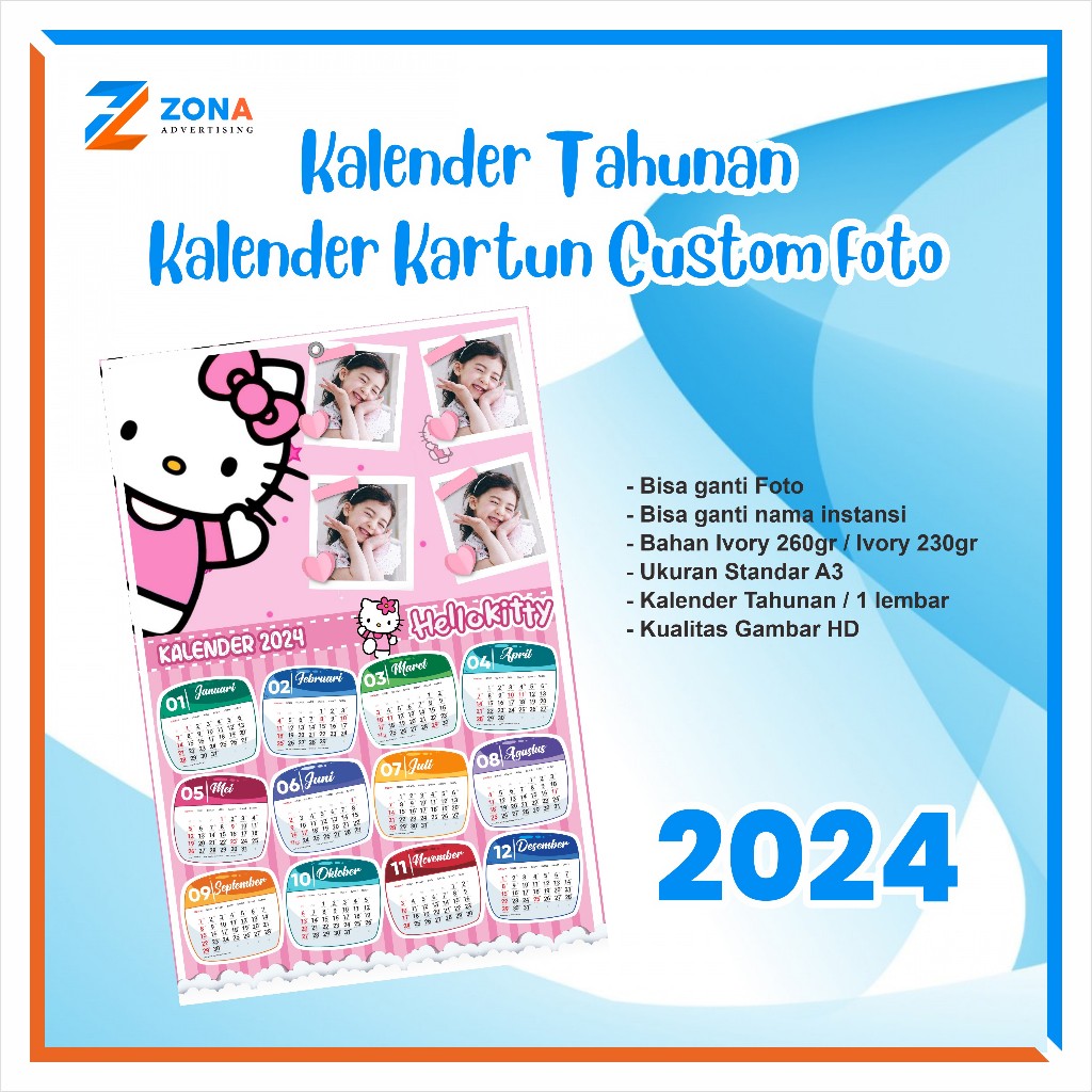 

KALENDER DINDING 2024 / KALENDER TAHUNAN / KALENDER CUSTOM FOTO
