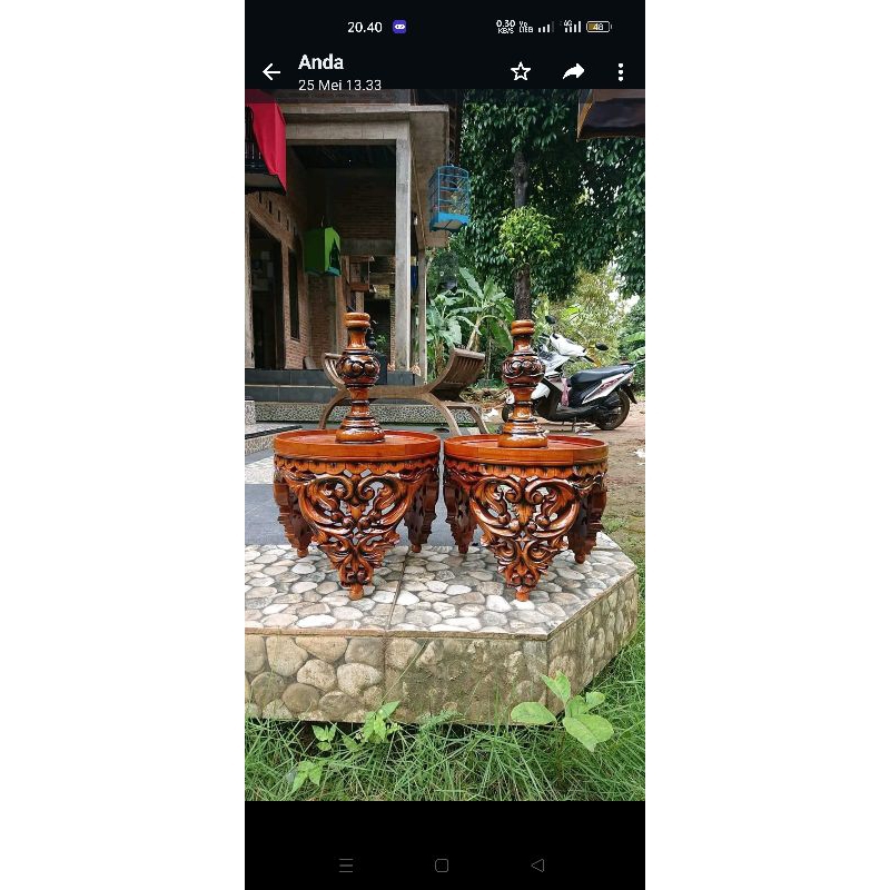 Tebok pleci helopet ukir kaki tinggi