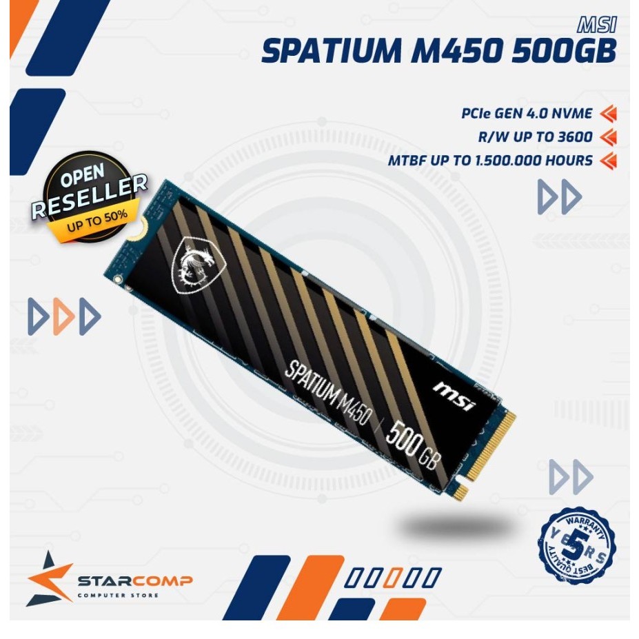 MSI SPATIUM M450 500GB 1TB PCIe GEN 4.0 NVME SSD M 450