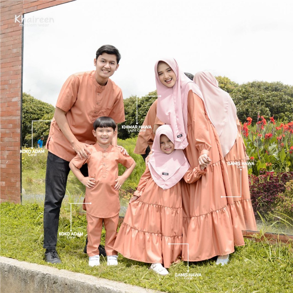 KHAIREEN Sarimbit Keluarga Muslim Adam Hawa Series Coral