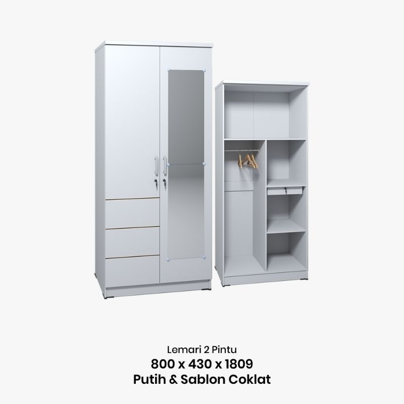 Lemari Pakaian 2 Pintu / Lemari Baju 2 Pintu / Lemari Pakaian Putih LCSP Gstar