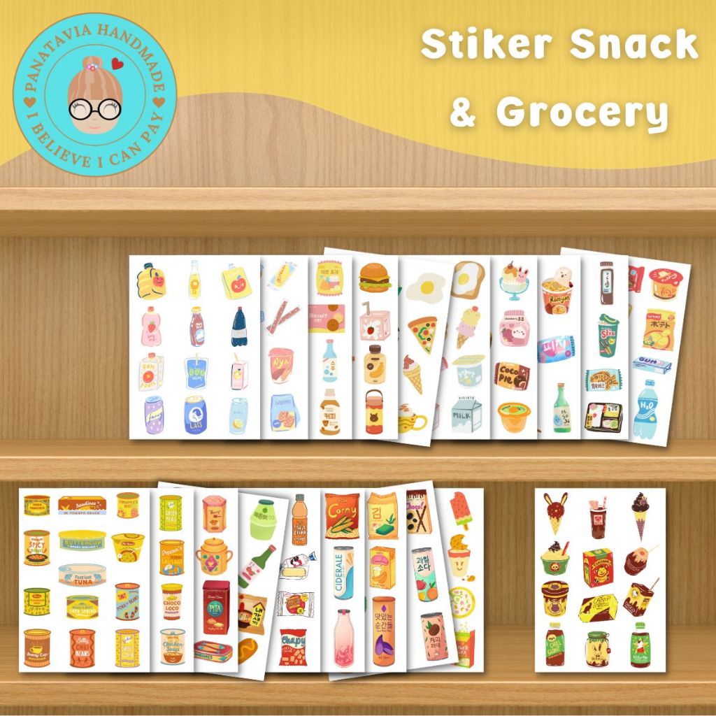 

Stiker Lucu ♡ Tema Snack & Grocery | Stiker Tahan Air | Stiker tahan Cuaca | Stiker estetik | Stiker Murah