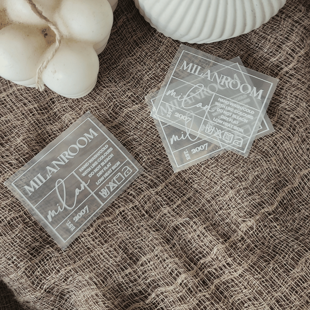 LABEL BAJU - STIKER LABEL SETERIKA TANPA JAHIT - LABEL NAMA - LABEL HIJAB - LABEL CUSTOM BRAND