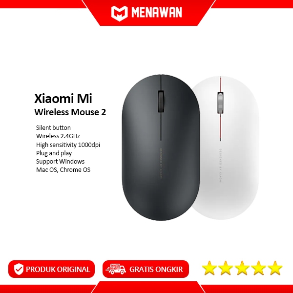 Xiaomi Mi Wireless Mouse 2 Mouse Wireless Nirkabel 1000dpi Original