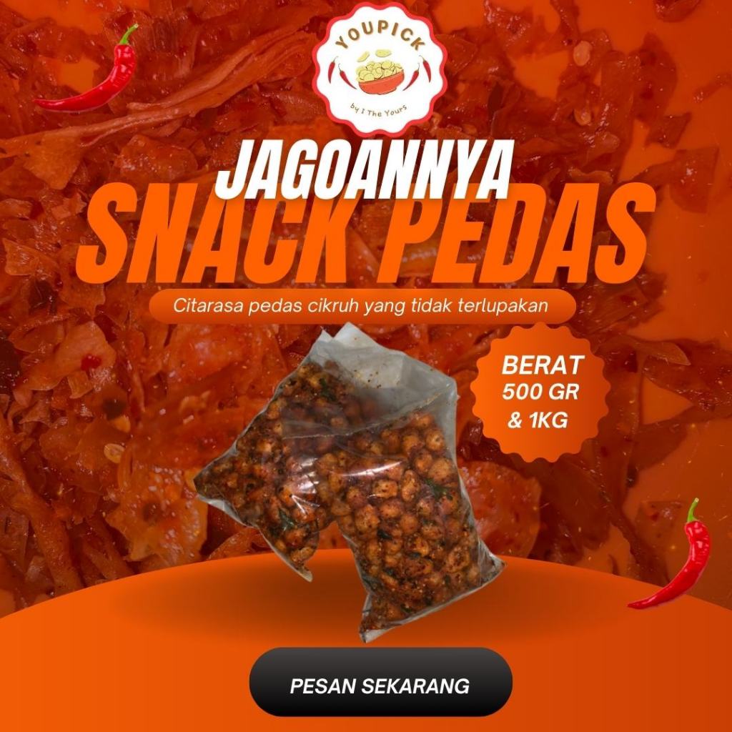 

KERIPIK SIOMAY PEDAS YOUPICK 1KG & 500GR | DAUN JERUK GURIH PEDAS | HALAL MURAH | COD