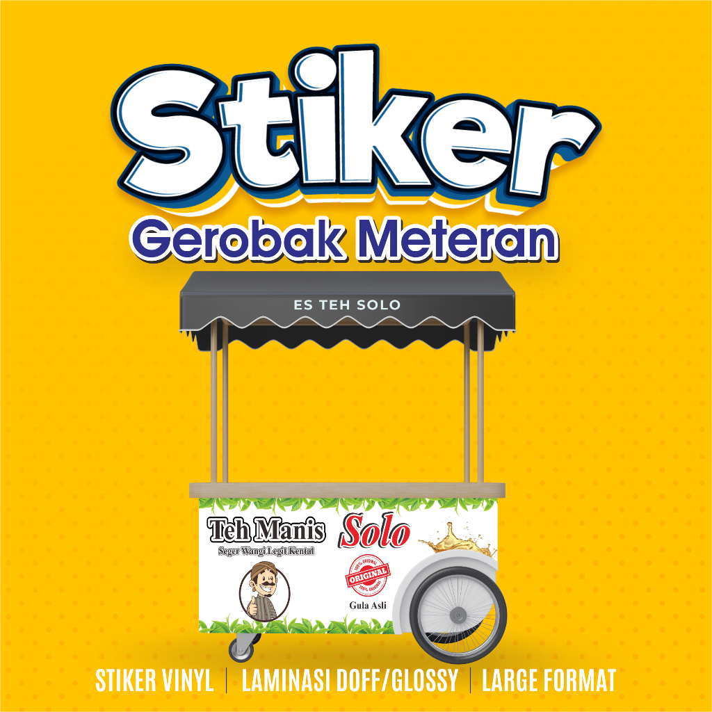 STIKER GEROBAK ROMBONG JUALAN MAKANAN TEH SOLO MURAH
