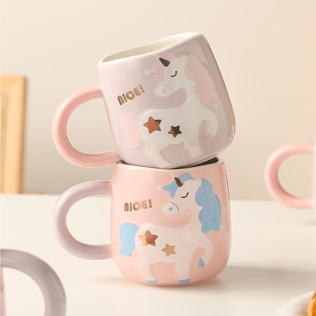 T909 Mug Keramik Unicorn Pink mug keramik lucu porceline
