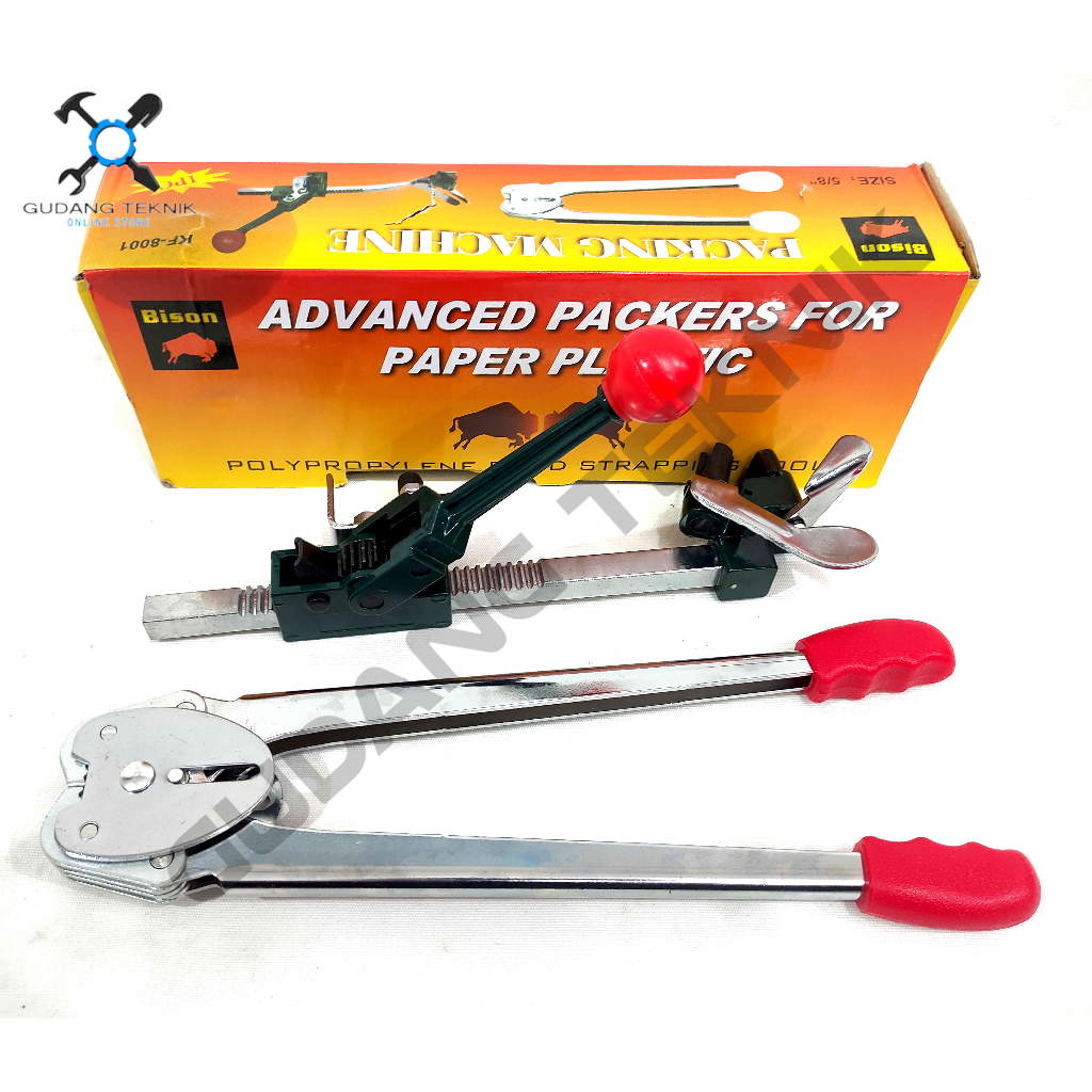 Alat Packing Straping Band MANUAL Besi Plastik 5/8" BISON / Mesin Tali Klem Pengikat Penjepit Sambun