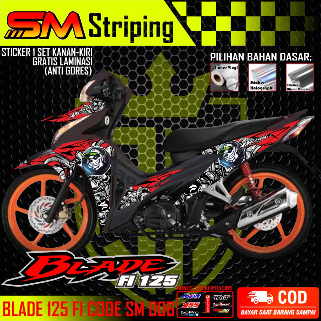 BLADE STICKER STRIPING BLADE FI 125 NEW - STIKER MOTOR HONDA BLADE 125 SM 006