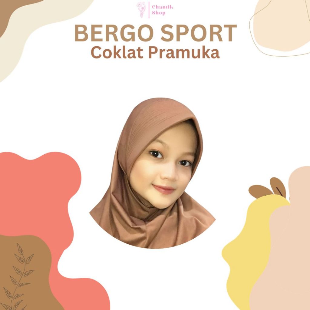 Hijab Sport / Hijab Instan / Jilbab Bergo Spandex Sporty Nyaman warna coklat pramuka