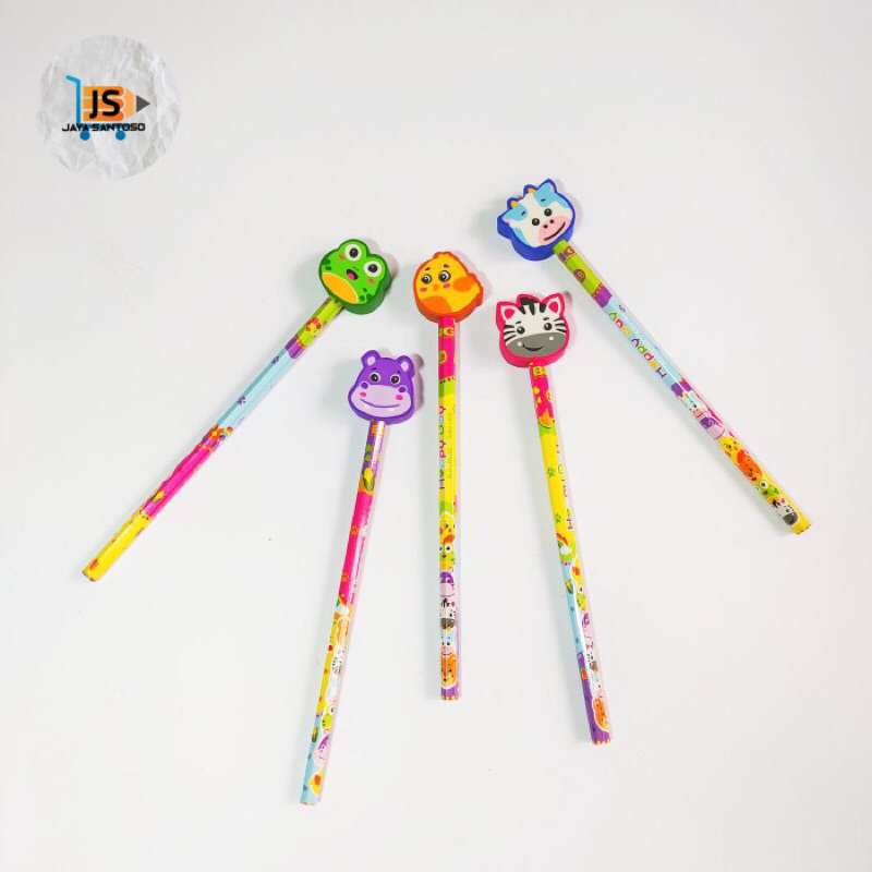 

Pensil Stip Karakter Hewan Binatang Animal Zoo / Pensil Dengna Penghapus Karakter Fancy