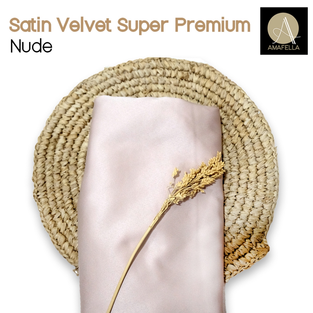1/2 meter Kain Satin Velvet Super Premium Bahan Bridesmaid Seragaman Warna Nuude
