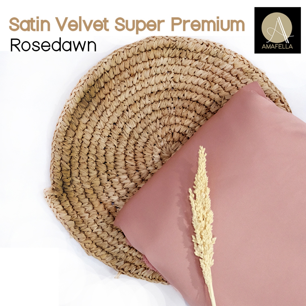 1/2 meter Kain Satin Velvet Super Premium Bahan Bridesmaid Seragaman Warna RoseGold / Rose Dawn