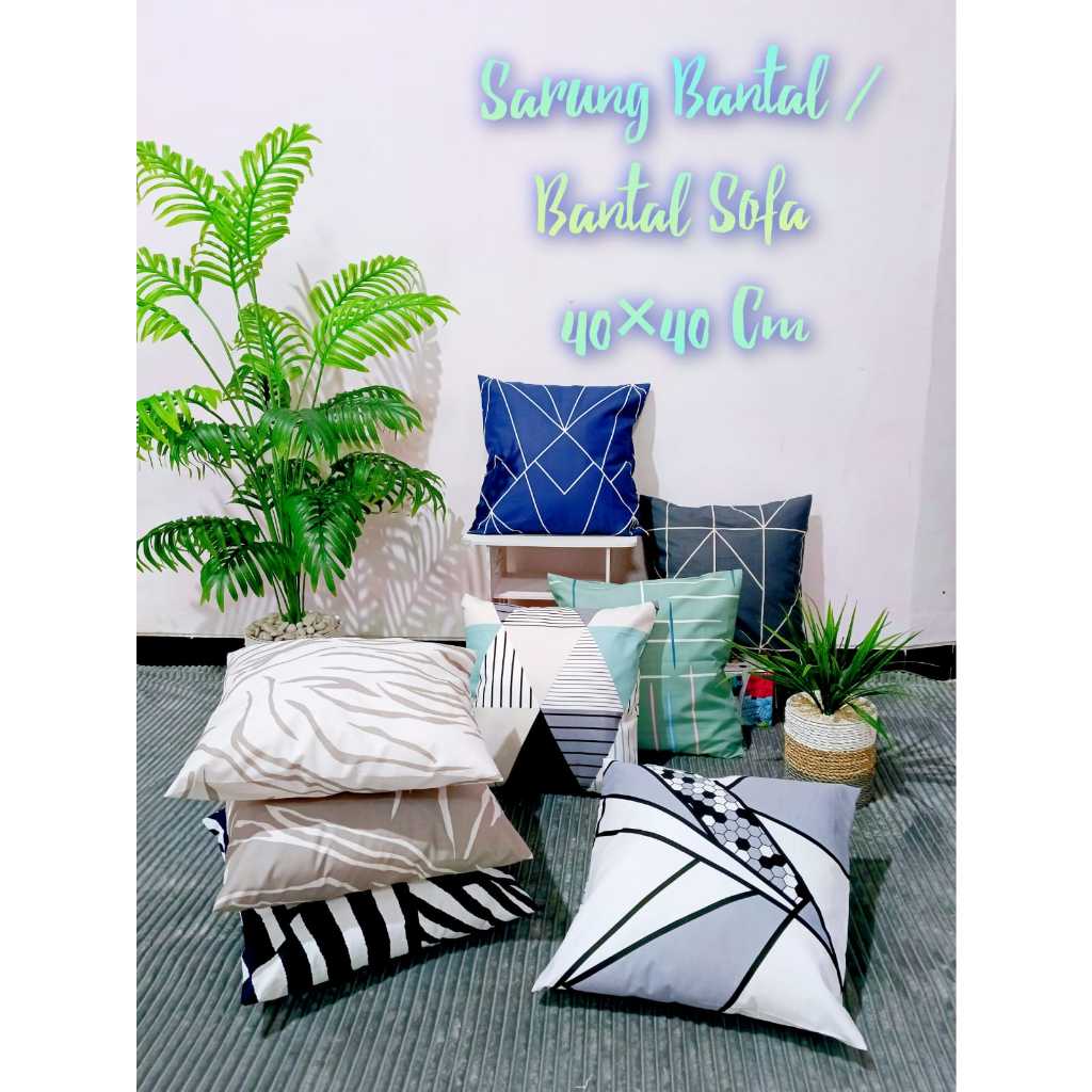 sarung bantal kursi sofa motif kotak 40x40 murah