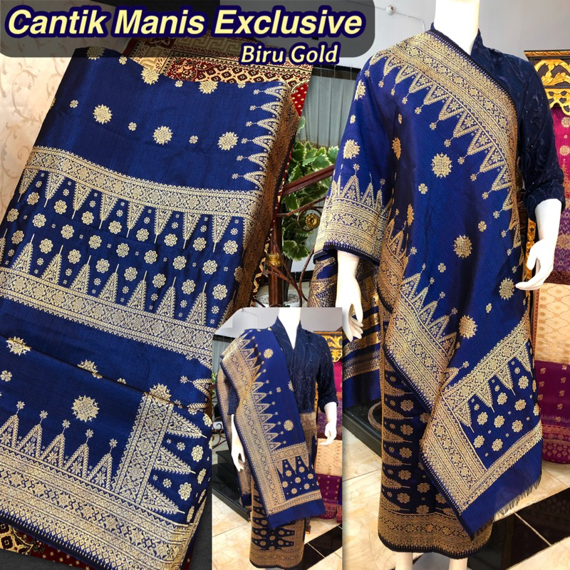 Songket Cantik Manis Exclusive Biru Gold / Songket tenun asli palembang / ilham songket palembang