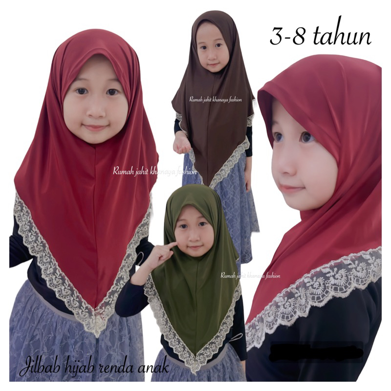 Kerudung Anak Renda Perempuan Hijab jilbab Anak Bergo Series By khanaya fashion