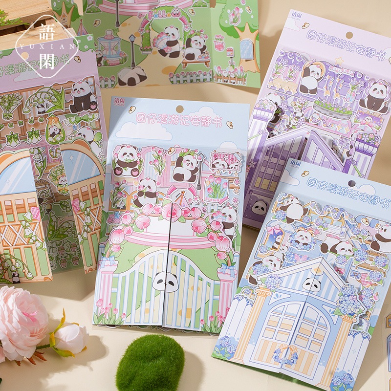 

Panda garden house DIY scene book stickers