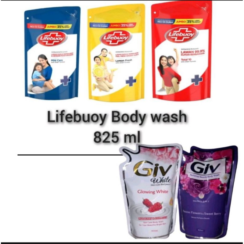 Lifebuoy body wash sabun mandi sabun cair refill 825ml 825 ml / Lifebuoy total 10 / lemon fresh / Mi
