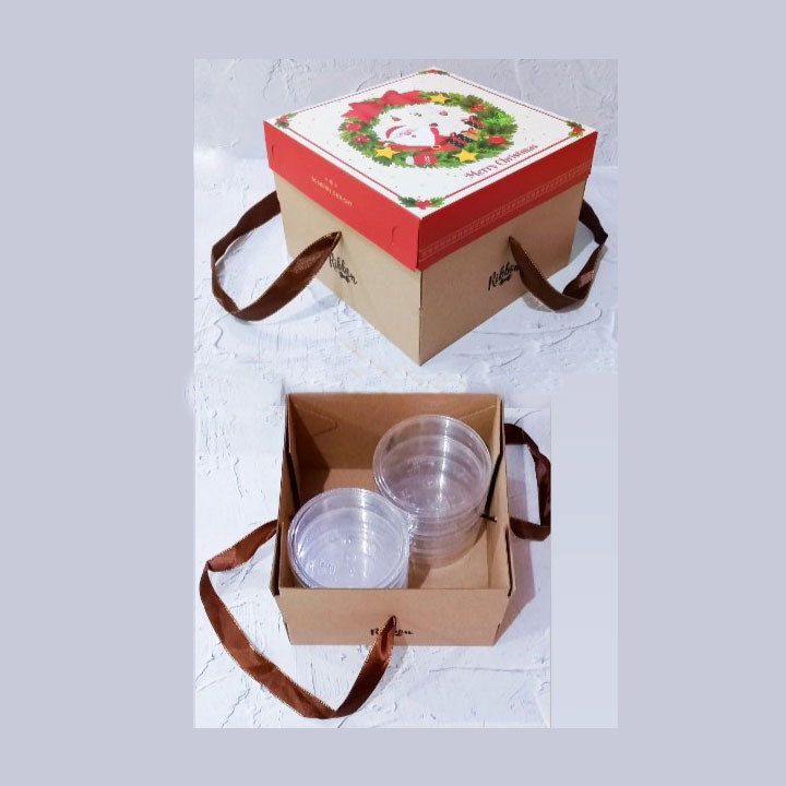 

(3 pcs) kardus tenteng dus cake ribbon box toples kue kering 250gr isi 6 kotak kemasan packaging hampers natal christmas xmas ukuran 22x22x16cm