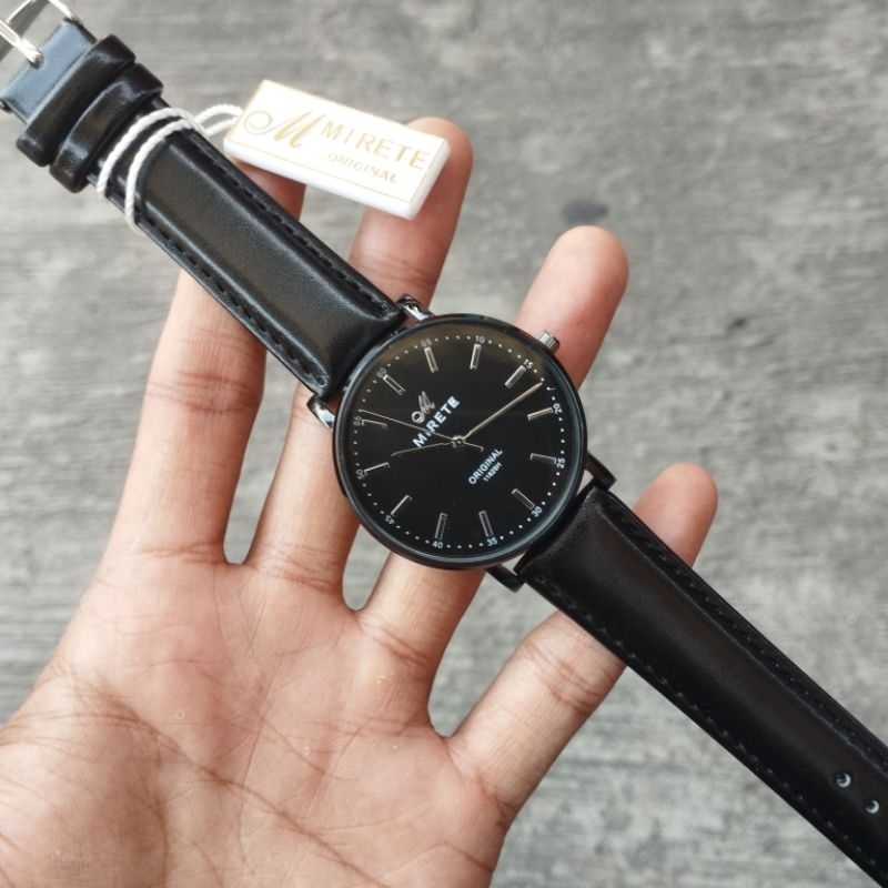 JAM TANGAN KULIT PRIA MIRETE ORIGINAL BRAND. ANALOG TAHAN AIR MODEL CASUAL TIPIS