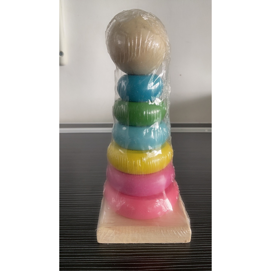 Rainbow Tower Puzzle Kayu Donat Susun