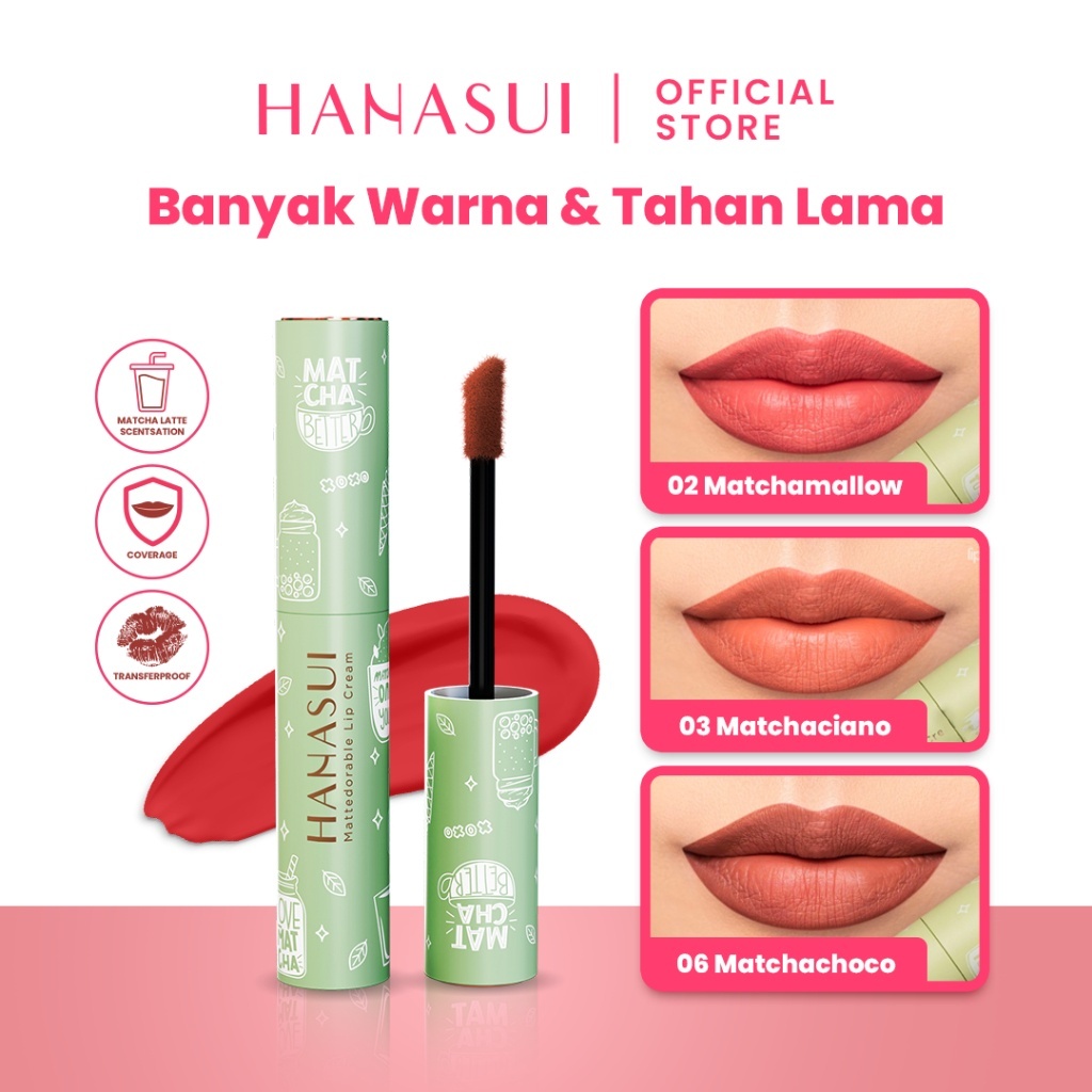 Hanasui Mattedorable Lip Cream | Matte Dorable LipCream Lipstick Cair Mate Hanasui | BOBA EDITION | TnT Beauty Shop-02 Matchamallow