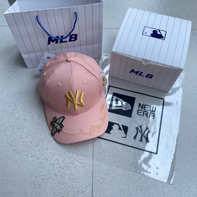 TOPI MLBKOREA BEE PINK BASEBALL CAP NY ynks