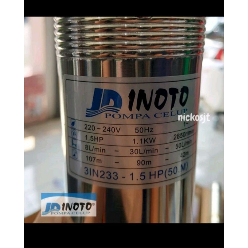 Pompa Submersible Sibel Inoto 3in 1,5hp Pompa Celup +Kontrol Box + Kabel 50m 3 in inch dim 1,5 hp 1.